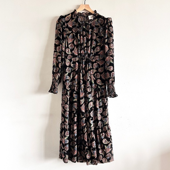 ba&sh Roane Midi Dress | Black Paisley | Size US 6 - Picture 2 of 16